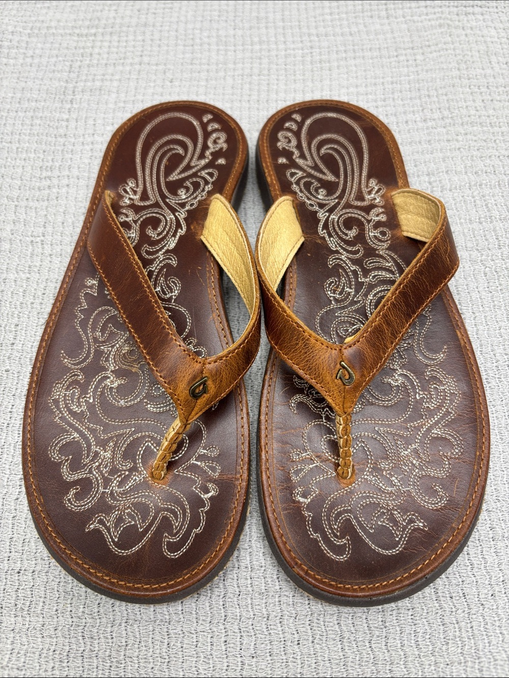 Olukai Paniolo W Natural Flip Flop Comfort Sandal Leather Women 9 / 39